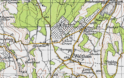 Old map of Anvil Green in 1940