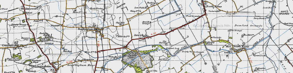 Old map of Anwick in 1946