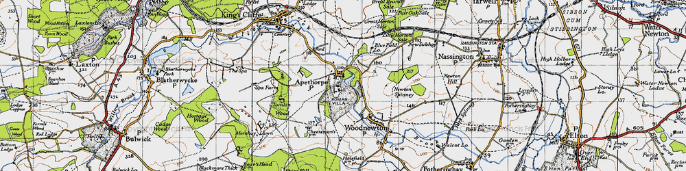 Old map of Apethorpe in 1946