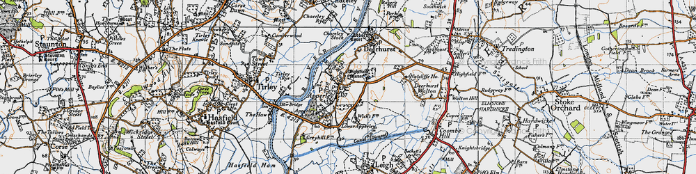 Old map of Lower Apperley in 1947