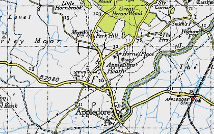 Old map of Appledore Heath in 1940