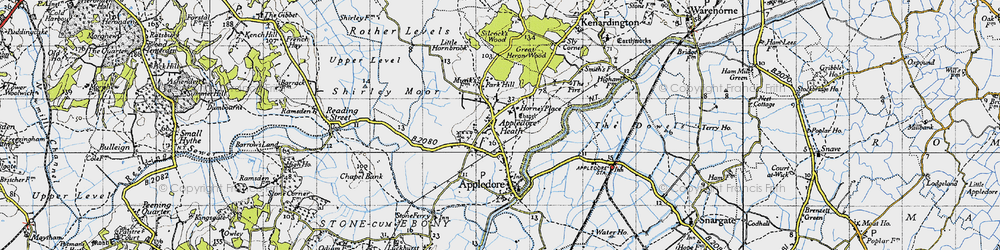 Old map of Appledore Heath in 1940
