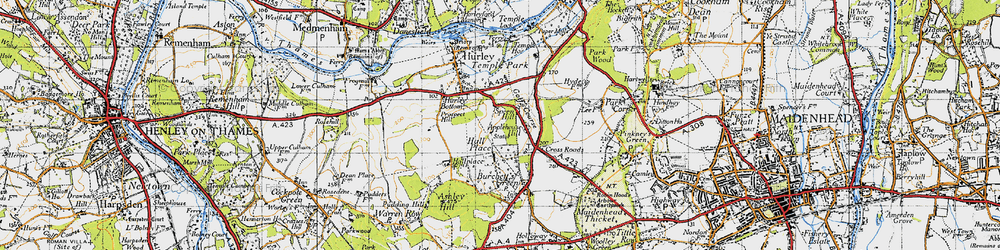 Old map of Applehouse Hill in 1947