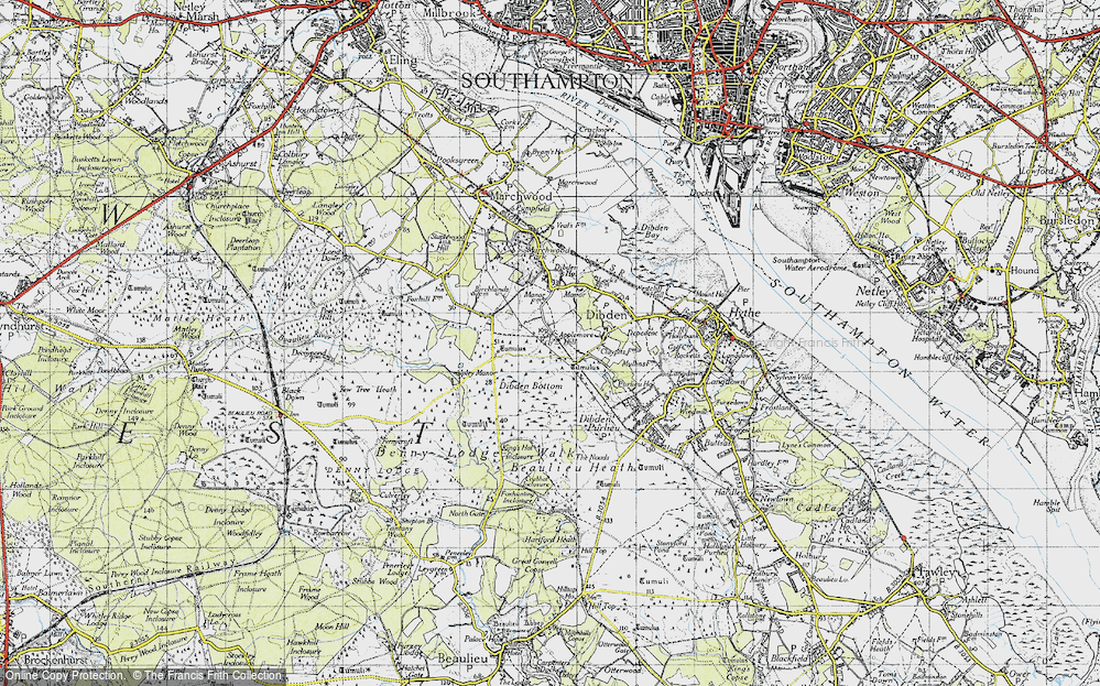 Old Map of Historic Map covering Yew Tree Heath in 1945
