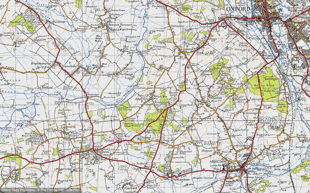 Old Map of Historic Map covering Tubney Wood in 1947