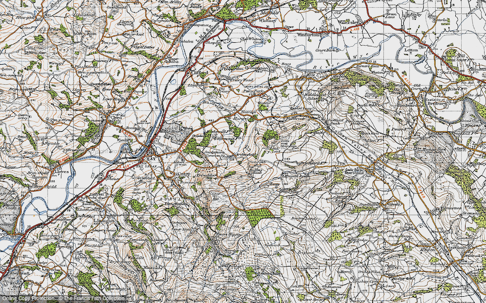 Old Map of Historic Map covering Bullen's Bank in 1947