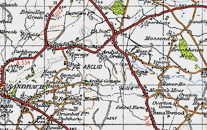 Old map of Arclid Green in 1947