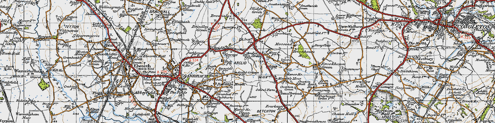Old map of Arclid Green in 1947