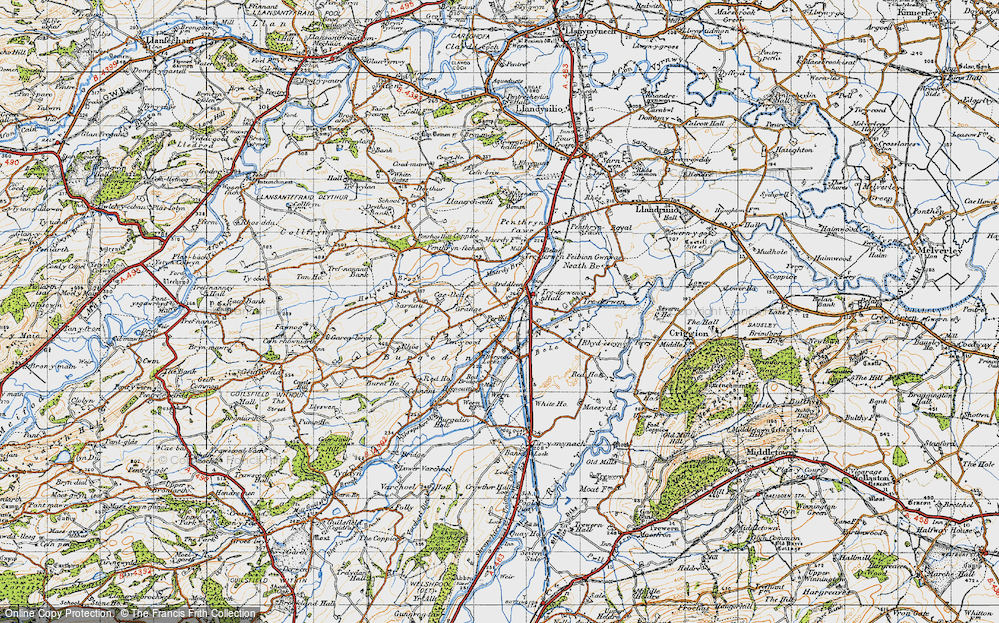 Old Map of Historic Map covering Bryn-Perthy in 1947