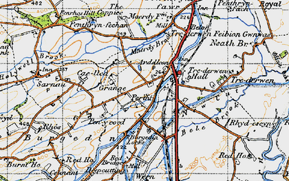 Old map of Bryn-Perthy in 1947