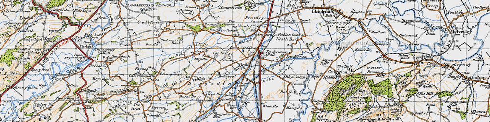 Old map of Arddleen/Arddlîn in 1947
