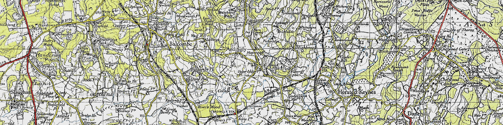 Old map of Ardingly in 1940
