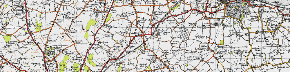 Old map of Ardleigh in 1945
