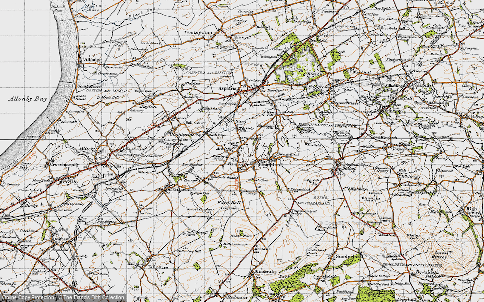 Old Map of Historic Map covering Arkleby Ho in 1947