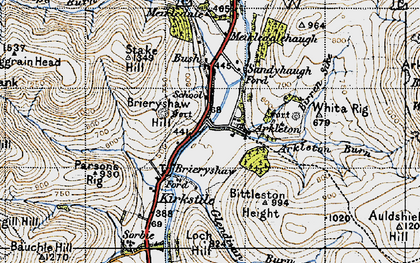 Old map of Arkleton Burn in 1947