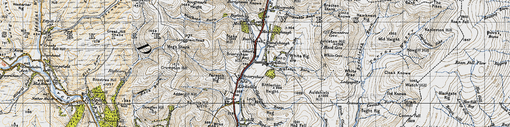 Old map of Addergill Hill in 1947
