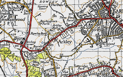 Old map of Arkley Hall in 1946