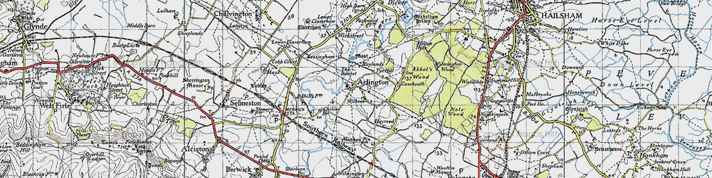 Old map of Tye Hill in 1940