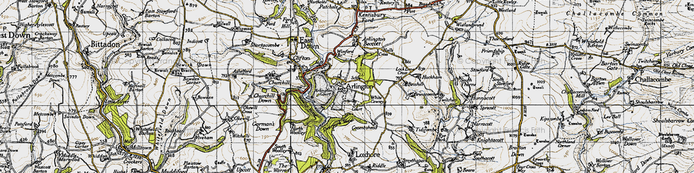 Old map of Arlington Court in 1946
