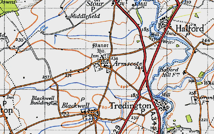 Old map of Armscote in 1946