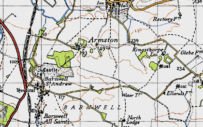 Old map of Armston in 1946