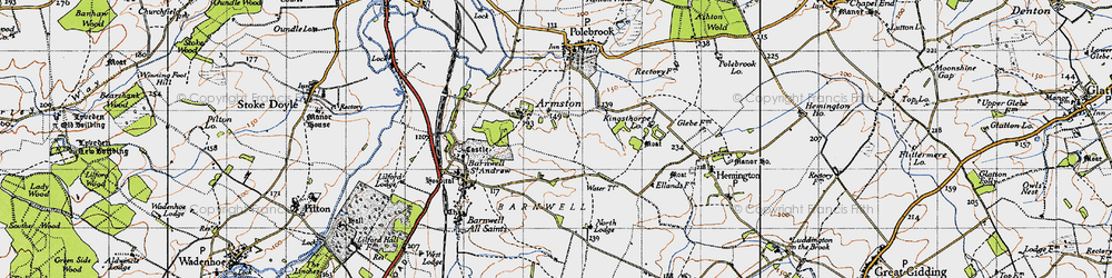 Old map of Armston in 1946