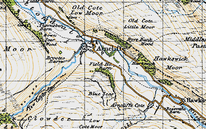 Old map of Yew Cogar Scar in 1947