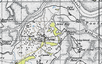 Old map of Arne in 1940