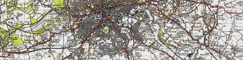 Old map of Arno's Vale in 1946