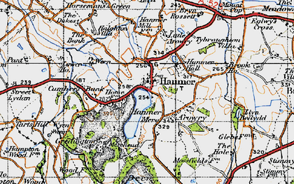 Old map of Arowry in 1947