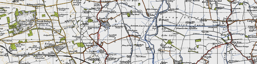 Old map of Arram Grange in 1947