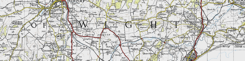Old map of Arreton Down in 1945
