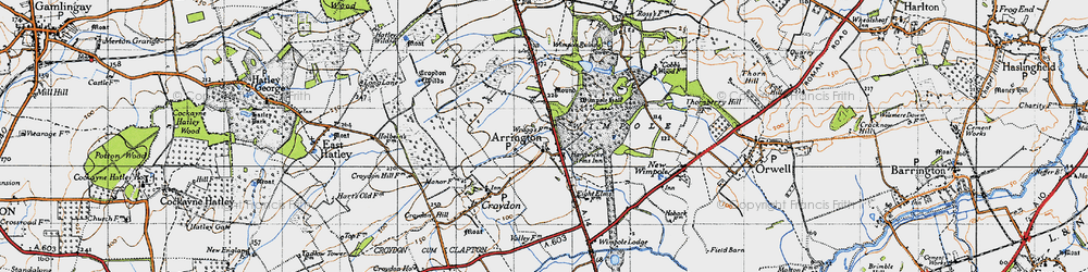 Old map of Arrington in 1946
