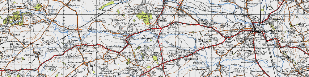 Old map of Arrow Green in 1947