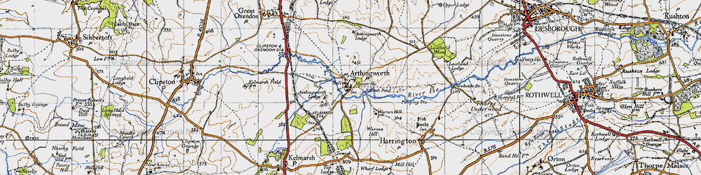 Old map of Arthingworth in 1946