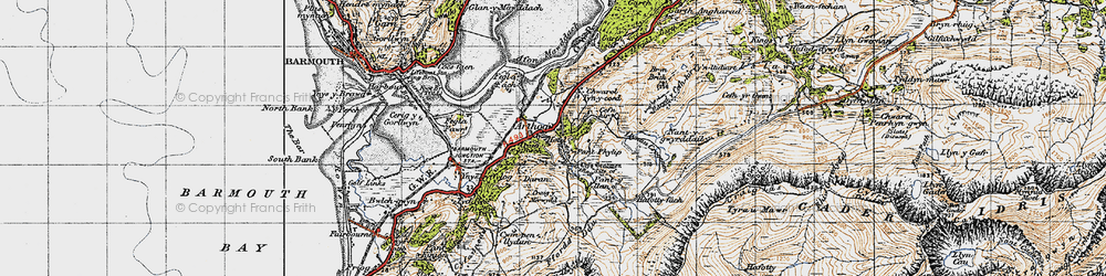 Old map of Arthog in 1947