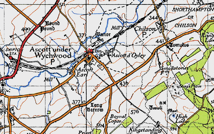 Old map of Ascott-under-Wychwood in 1946
