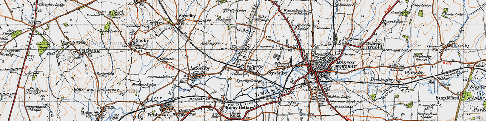 Old map of Asfordby Hill in 1946