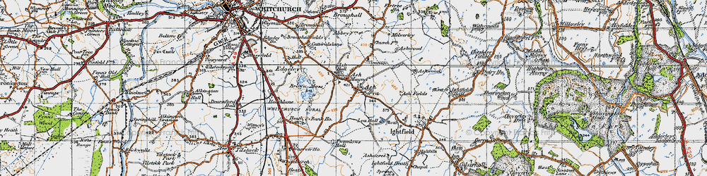 Old map of Ash Magna in 1947