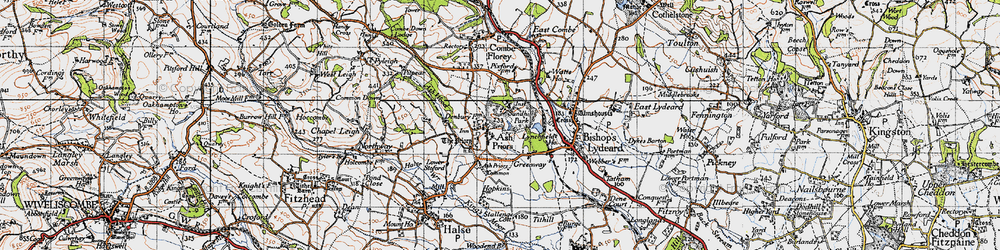 Old map of Ash Priors in 1946