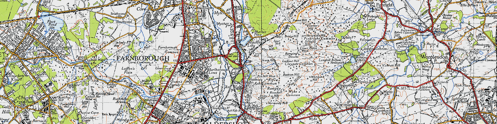 Old map of Ash Vale in 1940