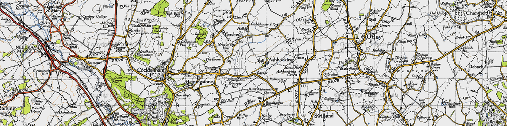 Old map of Ashbocking Green in 1946