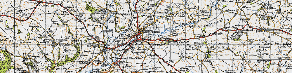 Old map of Ashbourne in 1946