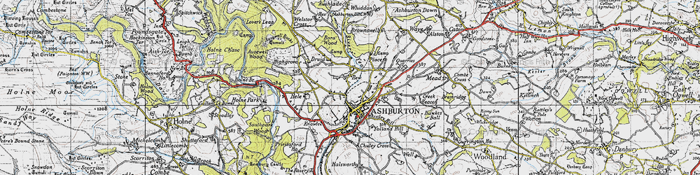Old map of Ashburton in 1946
