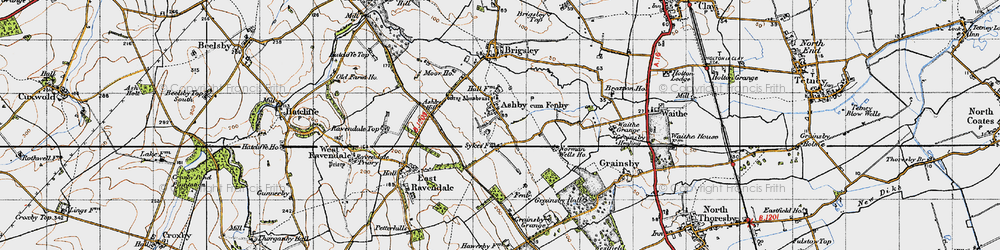 Old map of Ashby cum Fenby in 1946