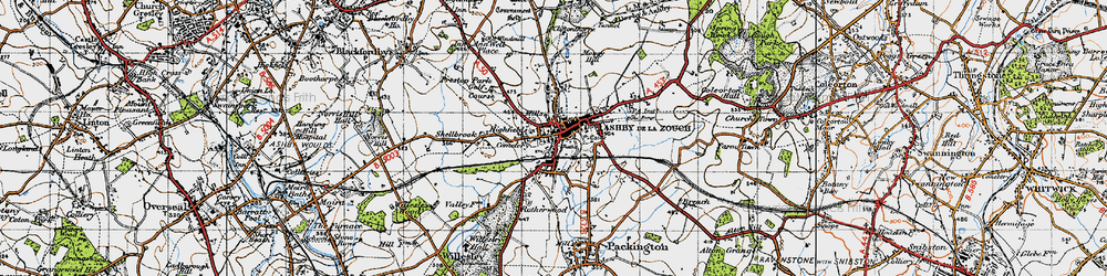 Old map of Ashby-de-la-Zouch in 1946