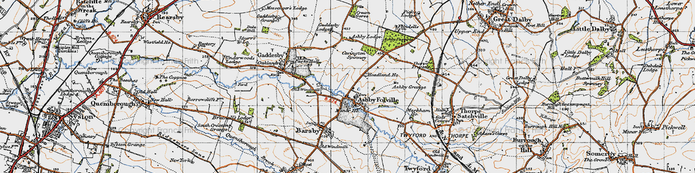 Old map of Ashby Pastures in 1946