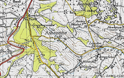 Old map of Ashcombe in 1946