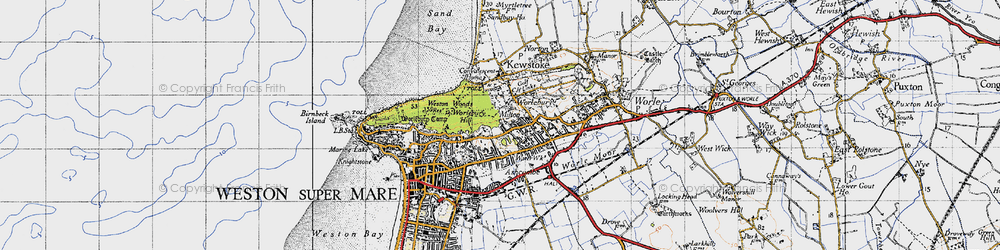 Old map of Ashcombe Park in 1946