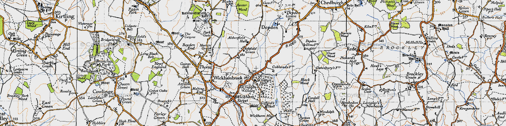 Old map of Ashfield Green in 1946